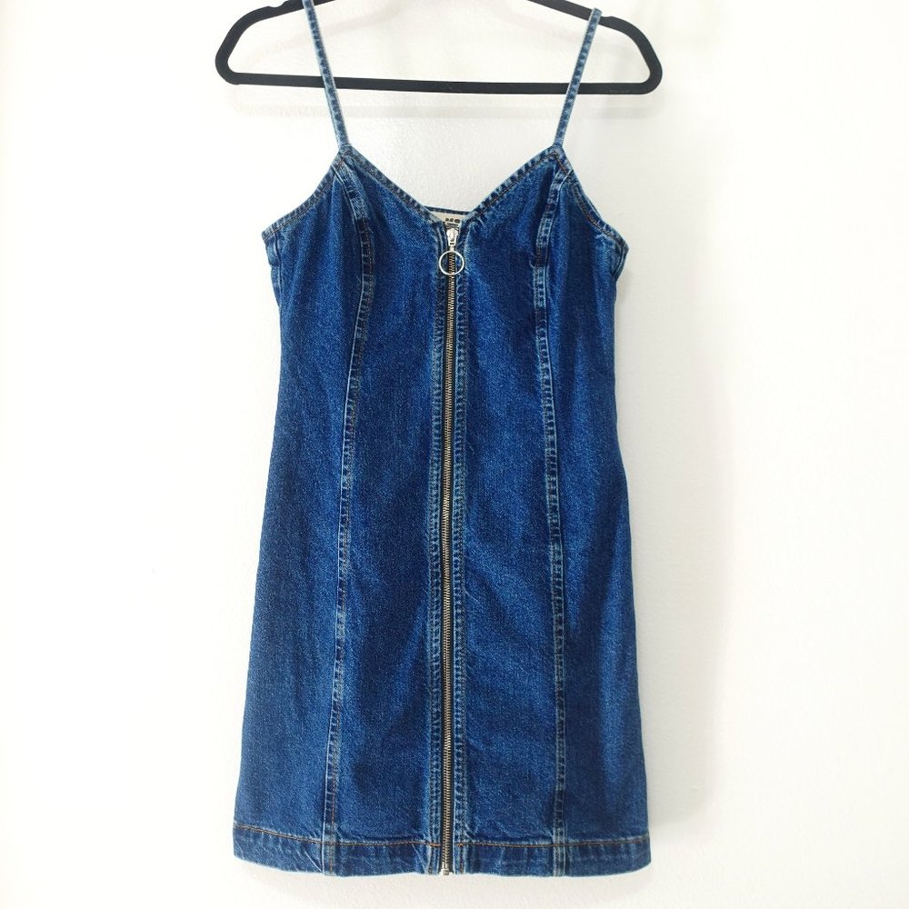 Topshop Sleeveless Zip Up Denim Boho Mini Dress US Size 6